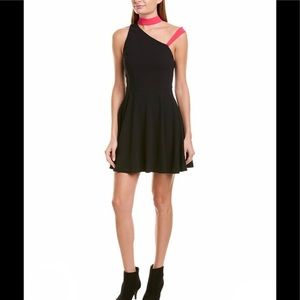 Alice + Olivia Jana Cocktail Dress, hot pink black, one shoulder cut out y2k